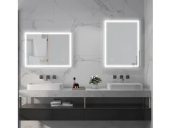 Online Espejo LED regulable con función antivaho, cristal, (80x60x4 cm) Plateado
