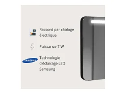 Espejo-Espejo LED Zoé 60x70 cm marco de aluminio mate, luz natural 4000K, LED Samsung reemplazables, diseño compacto para baño Negro
