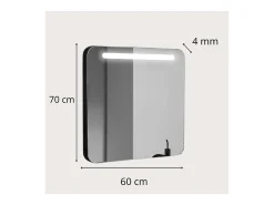 Espejo-Espejo LED Zoé 60x70 cm marco de aluminio mate, luz natural 4000K, LED Samsung reemplazables, diseño compacto para baño Negro