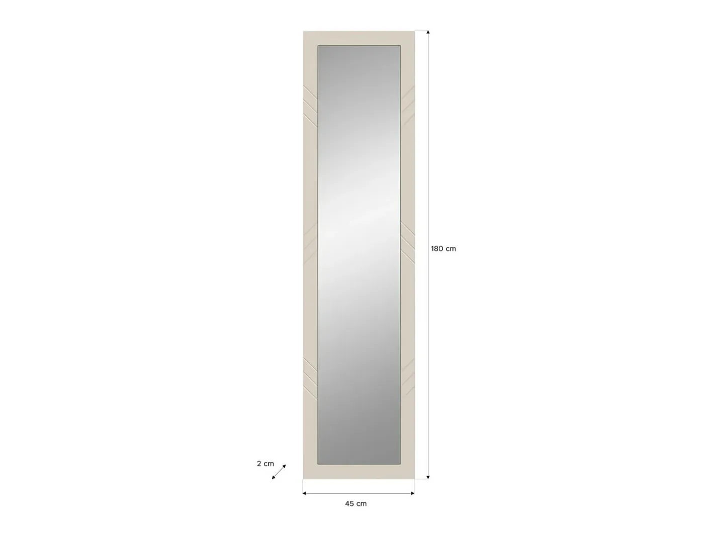 Meublorama Espejo De Pared|Espejo-Espejo LUNA – mate – Rectangular 45x180 cm Beige