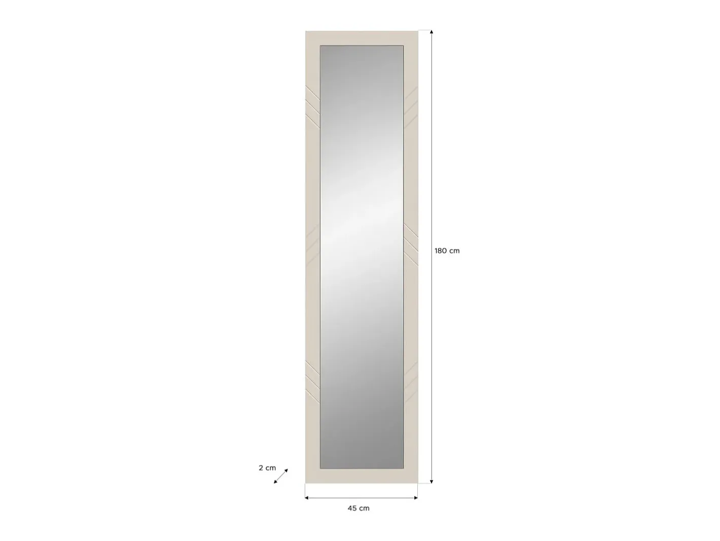 Meublorama Espejo De Pared|Espejo-Espejo LUNA – mate – Rectangular 45x180 cm Beige