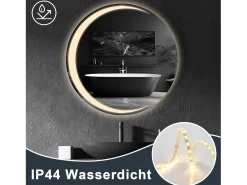 Best NETTLIFE Espejo con Iluminación Espejo de Baño Redondo LED Espejo de Baño IP44 60cm Espejo de Baño Redondo con Táctil Plateado