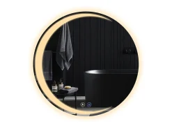 NETTLIFE Espejo con Iluminación Espejo de Baño Redondo LED Espejo de Baño IP44 80cm Espejo de Baño Redondo con Táctil Plateado Clearance