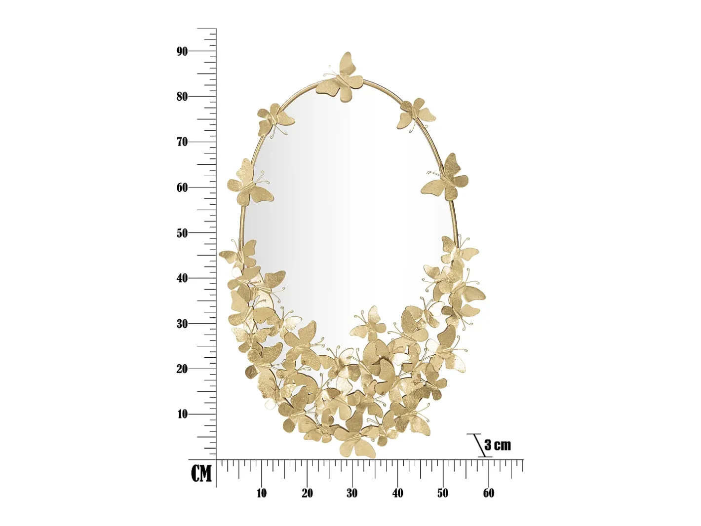 Best Espejo ovalado de pared con mariposas decorativas Butterfly Wind Dorado