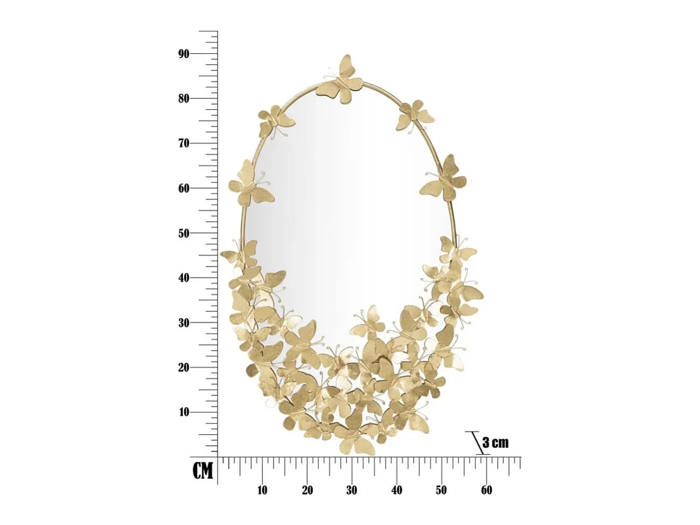 Best Espejo ovalado de pared con mariposas decorativas Butterfly Wind Dorado