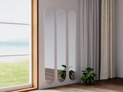 OZAIA Espejo ovalado de pared, Espejo alto sin marco - L. 30 x Alt. 175 cm - KANXI Transparente New