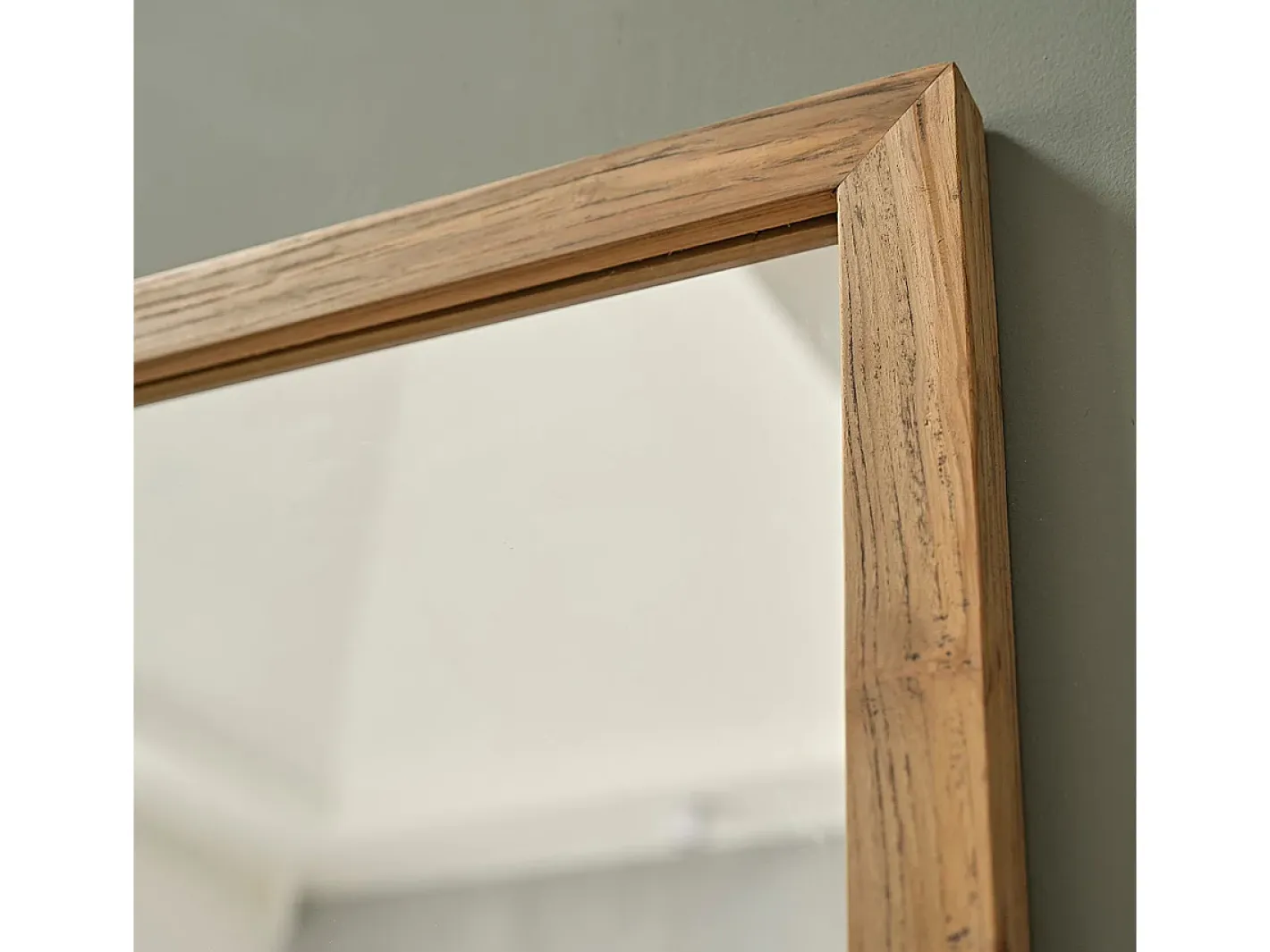 BERAH GETAH Espejo rectangular de madera de teca reciclada maciza Color natural claro New