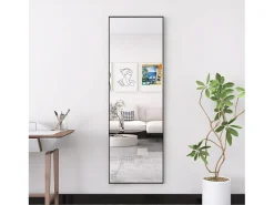 Espejo-Espejo rectangular grande de cuerpo entero, 53 x 162 cm - de pie, de pared o adosado - Negro