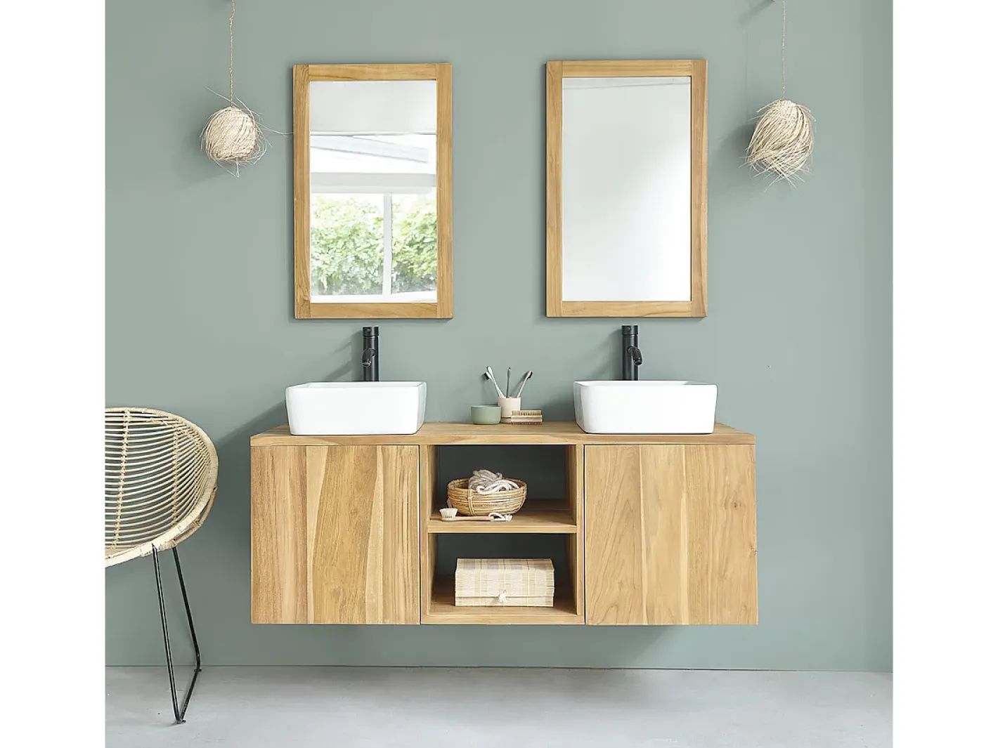 Discount BERAH GETAH Espejo rectangular maciza de mindi 50x80 cm Color natural claro