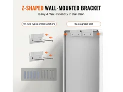 Espejo De Pared|Espejo-Espejo Rectangular SucceBuy, Espejo de Parede Cuadrado 55,9 × 76,2 cm con Marco de Aluminio Plateado