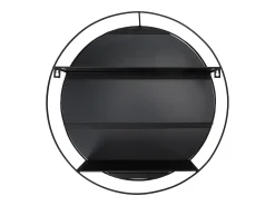 The Home Deco Factory Espejo De Pared|Espejo-Espejo redondo con estante de hierro 45 cm Negro