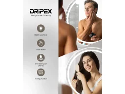New DripeX Espejo redondo con iluminación, espejo de baño LED con interruptor táctil, anti-fog, 60 x 60 cm Blanco