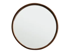 BERAH GETAH Espejo De Pared|Espejo-Espejo redondo de madera de mindi maciza con acabado nogal Ø50 cm Marru00f3n