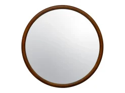 Hot Sweeek Espejo redondo de madera de pino decorativo de pared, 60cm nogal Color natural oscuro