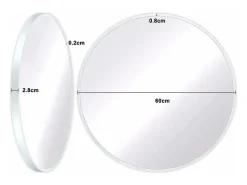 DripeX Espejo redondo de pared, espejo HD moderno de 60x60cm en el entorno para decorar, baño, dormitorio, Blanco Outlet