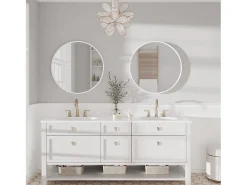 DripeX Espejo redondo de pared, espejo HD moderno de 60x60cm en el entorno para decorar, baño, dormitorio, Blanco Outlet