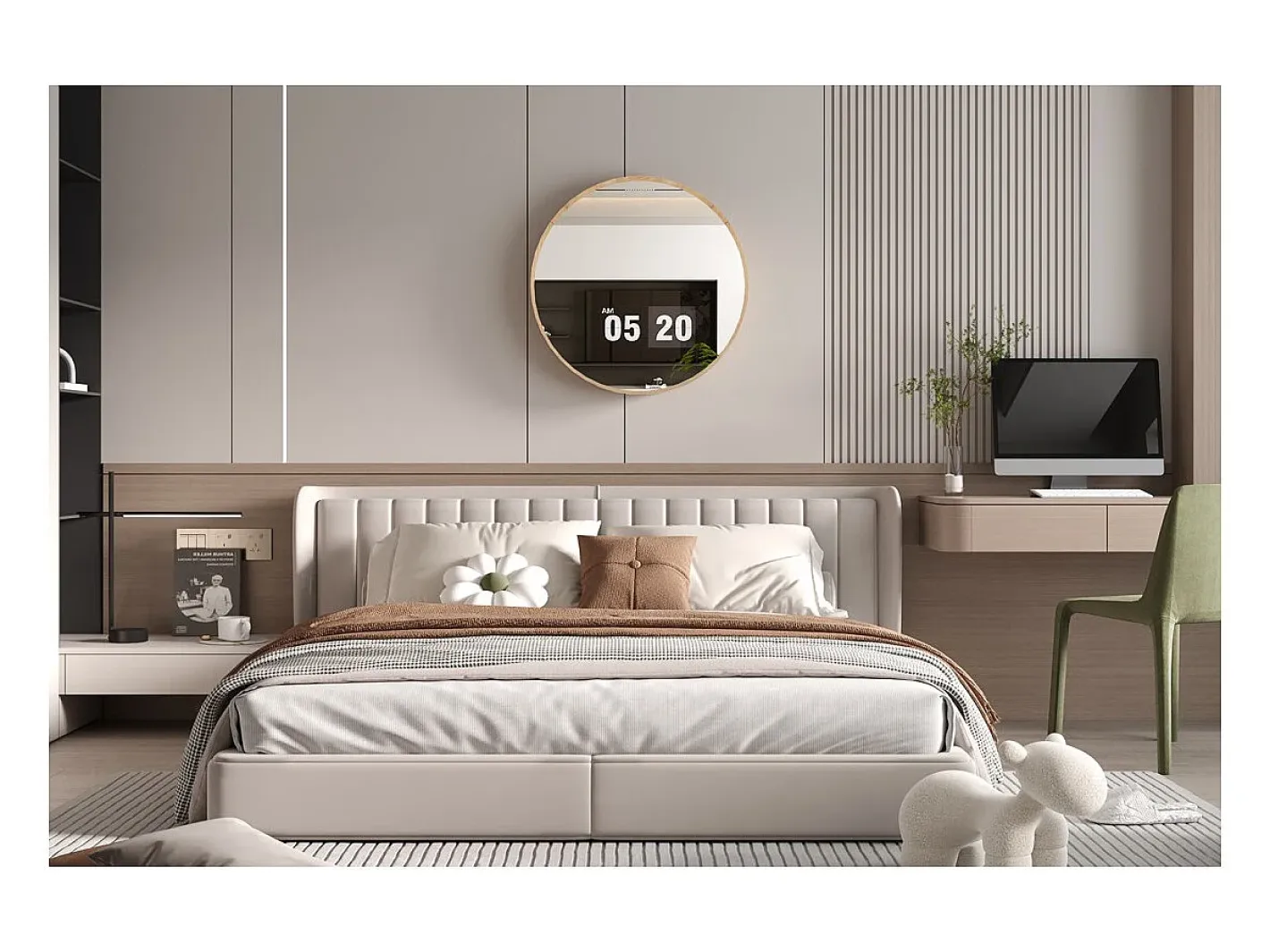 Online Meublorama Espejo redondo RIO con borde – Ø80 cm – Acabado en roble envejecido – Marco grueso – Diseño natural y moderno Marru00f3n