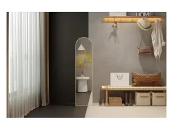 Meublorama Espejo-Espejo ROSALIA – 40x160 cm – Roble envejecido – Acabado de madera – Diseño rústico y refinado Marru00f3n