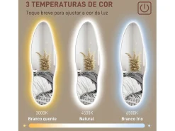 Homcom Espejo Tempo con luz LED transparente 120x40x3 cm Color natural claro New
