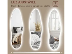Homcom Espejo Tempo con luz LED transparente 120x40x3 cm Color natural claro New