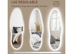 Homcom Espejo Tempo con luz LED transparente 120x40x3 cm Color natural claro New