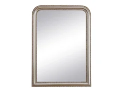 OZAIA Espejo De Pared|Espejo-Espejo trumeau de madera de Paulownia, L. 80 x H. 110 cm, champán, HELOISE Plateado