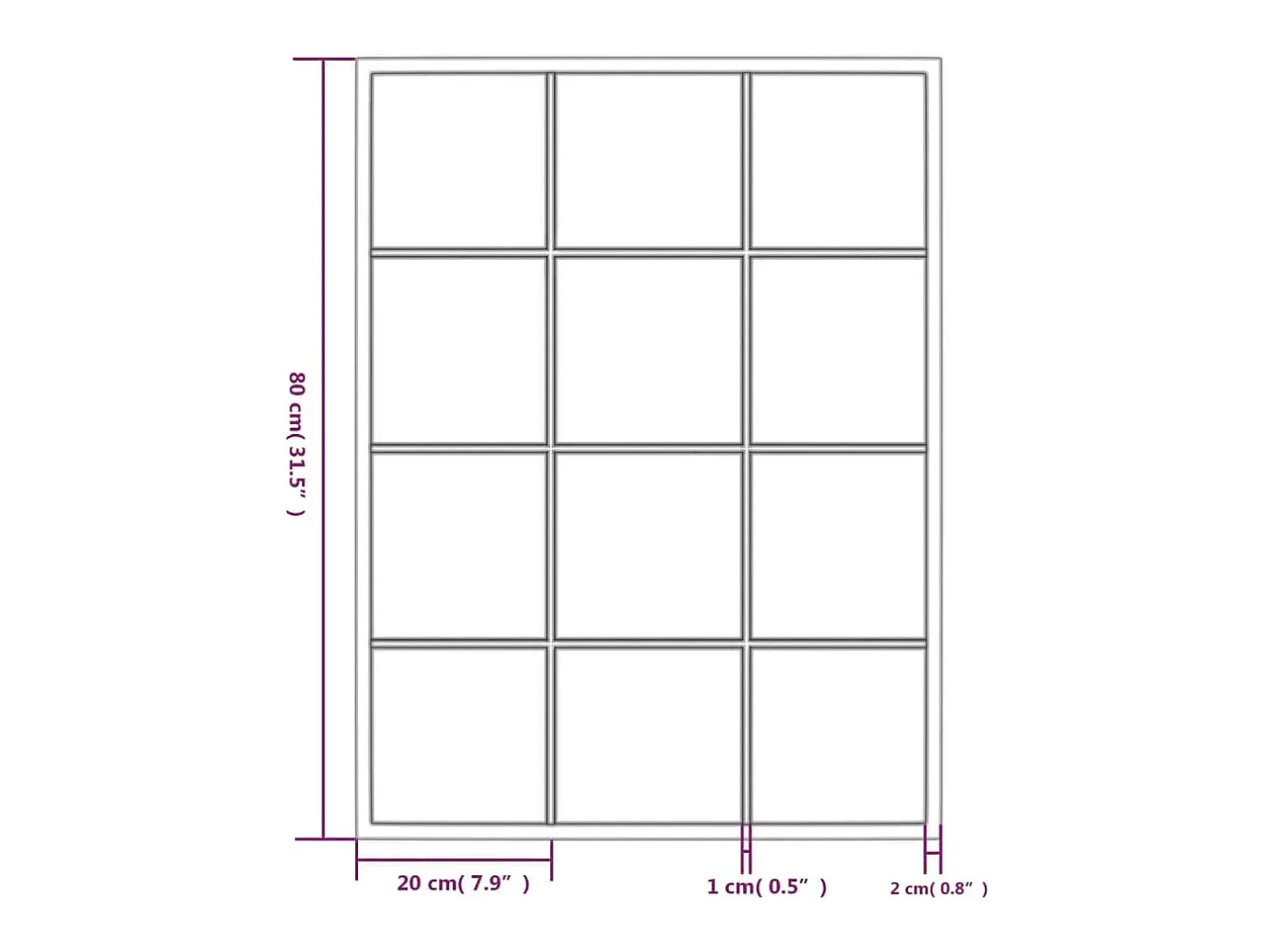 Clearance Espejos de pared 3 piezas 80x60 cm metal Negro