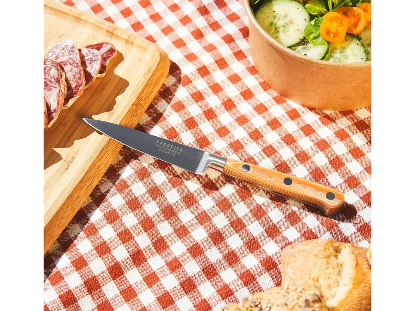 Sabatier Trompette Cubierto-Essentiel - Bloque de bambú con 5 cuchillos de cocina