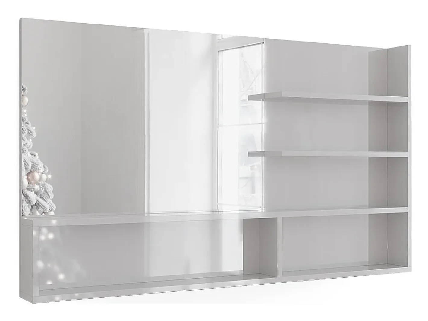 Vicco Espejo-Estante con espejo alto brillo 119.8x11x70 Blanco