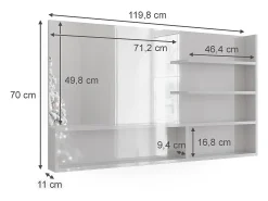 Vicco Espejo-Estante con espejo alto brillo 119.8x11x70 Blanco