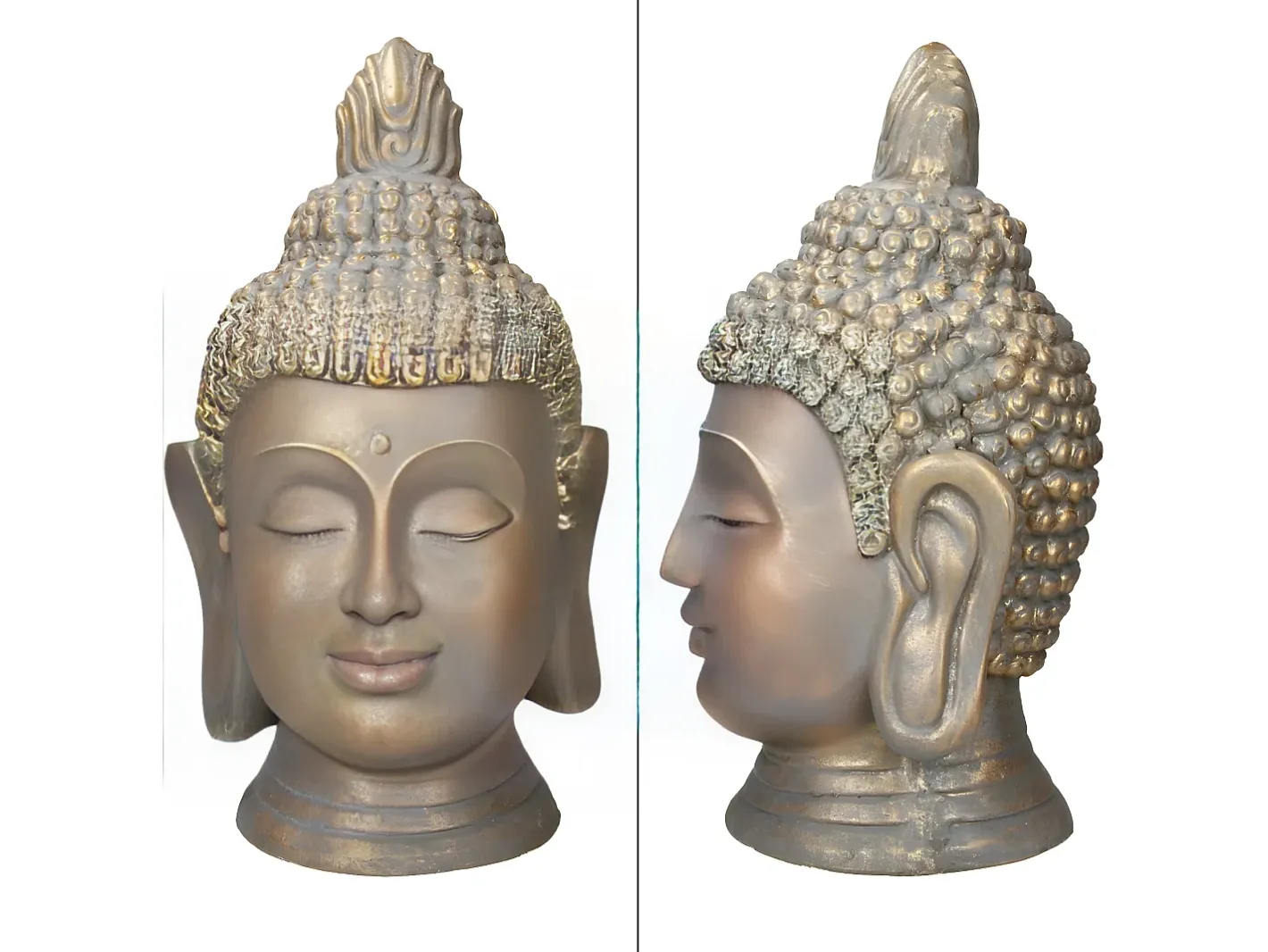 Discount ECD Germany Estatua cabeza de Buda 74,5 cm aspecto bronce en poliresina Beige