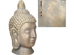 Discount ECD Germany Estatua cabeza de Buda 74,5 cm aspecto bronce en poliresina Beige