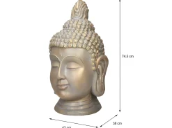 Discount ECD Germany Estatua cabeza de Buda 74,5 cm aspecto bronce en poliresina Beige