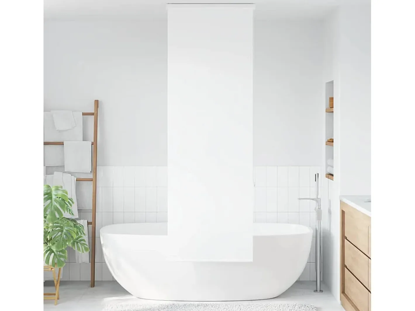 Ropa De Casa-Estor enrollable de ducha con casete de tela ancho 76 cm Blanco