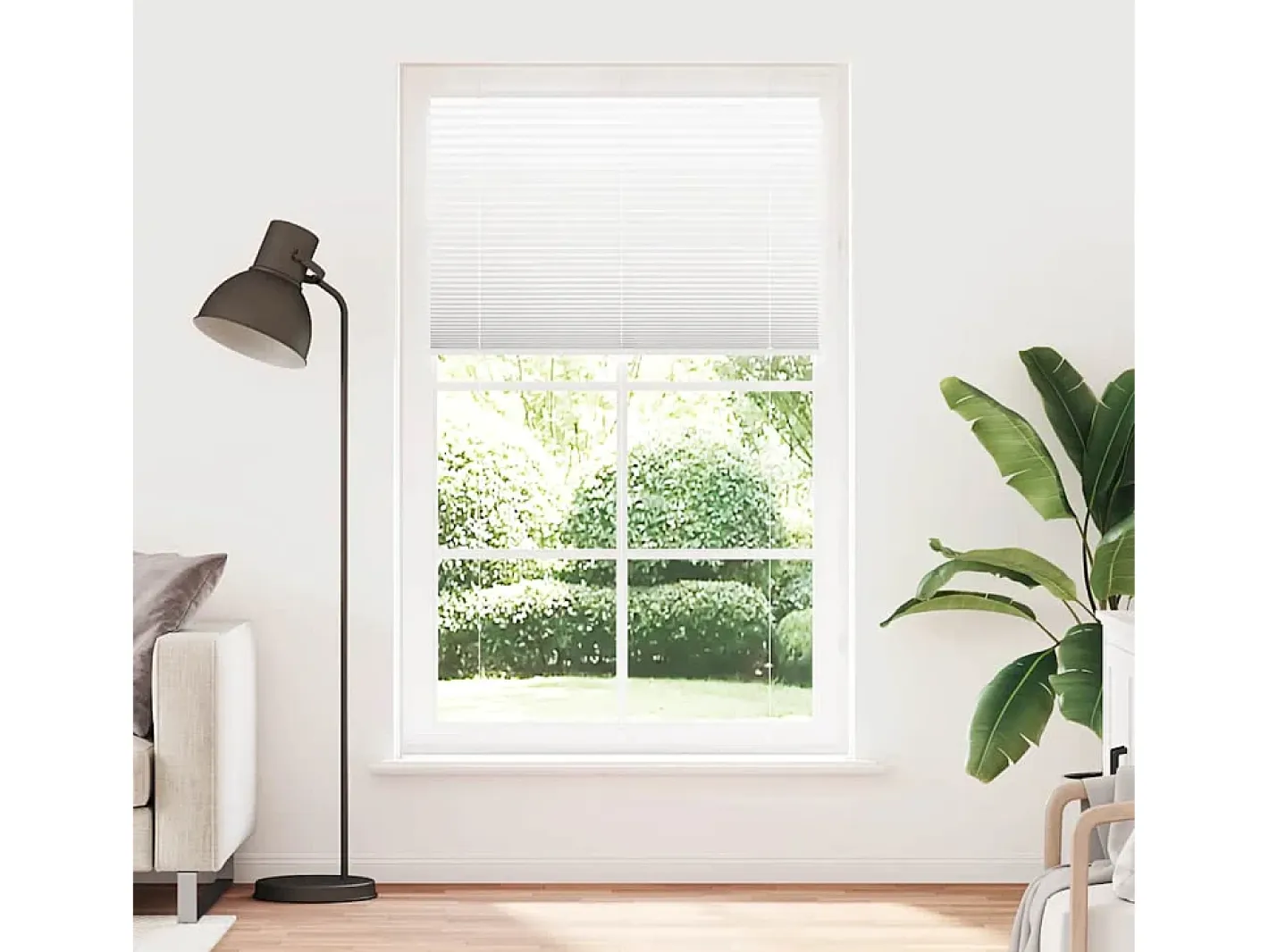 Estor plisado 115x200cm ancho tela 114,4cm poliéster Blanco Outlet