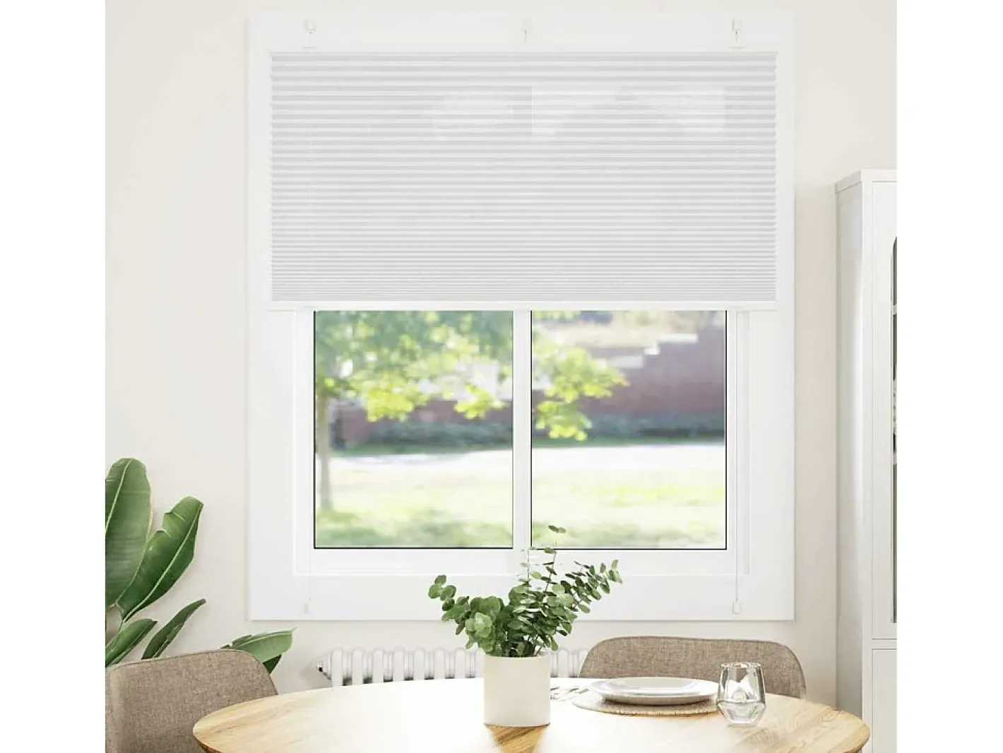 Ropa De Casa-Estor plisado 120x150cm ancho tela 119,4cm poliéster Blanco