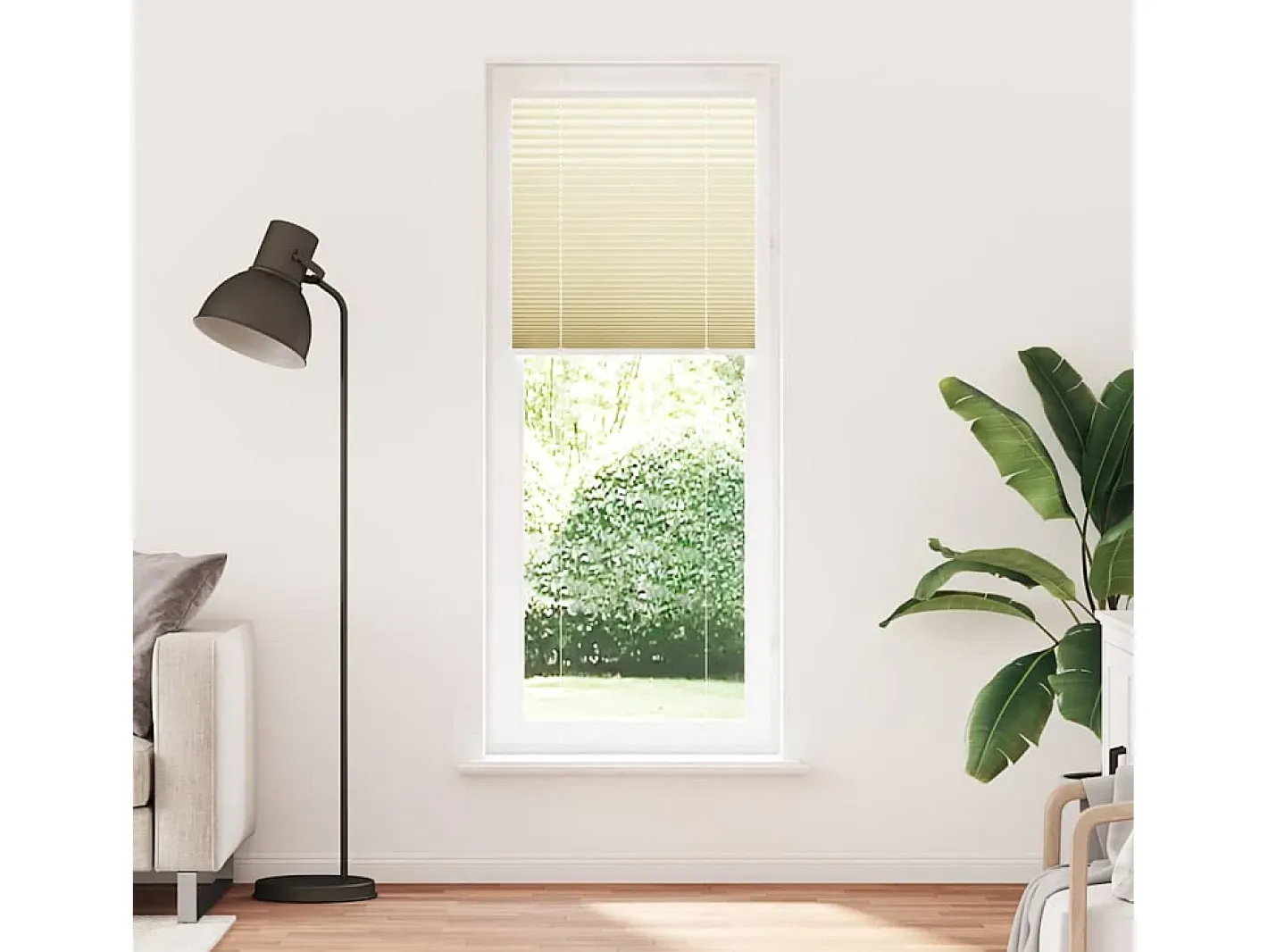 Estor plisado color 70x200 cm ancho tela 69,4 cm poliéster Crema Clearance