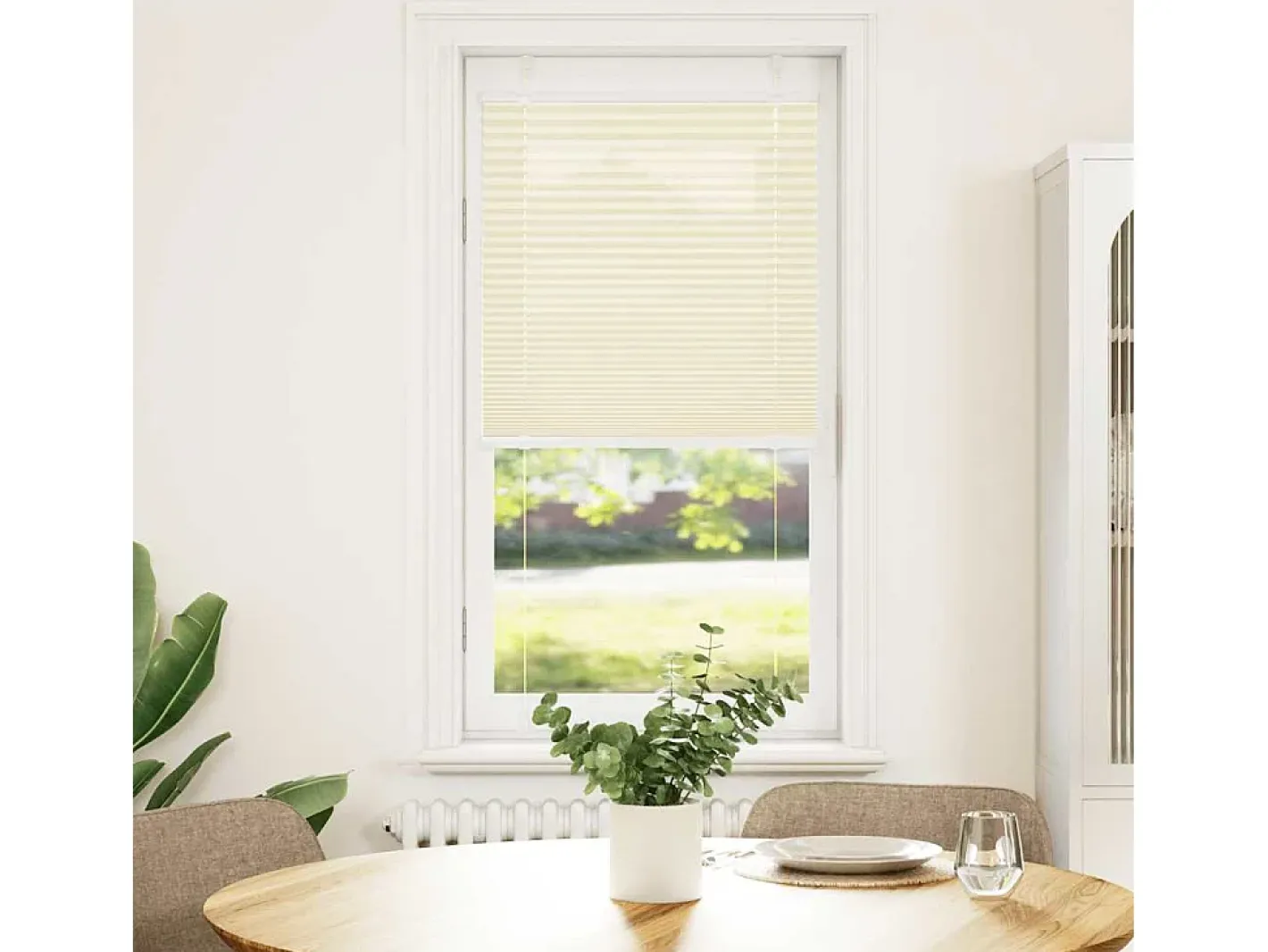 Ropa De Casa-Estor plisado color 65x150 cm ancho tela 64,4 cm poliéster Crema