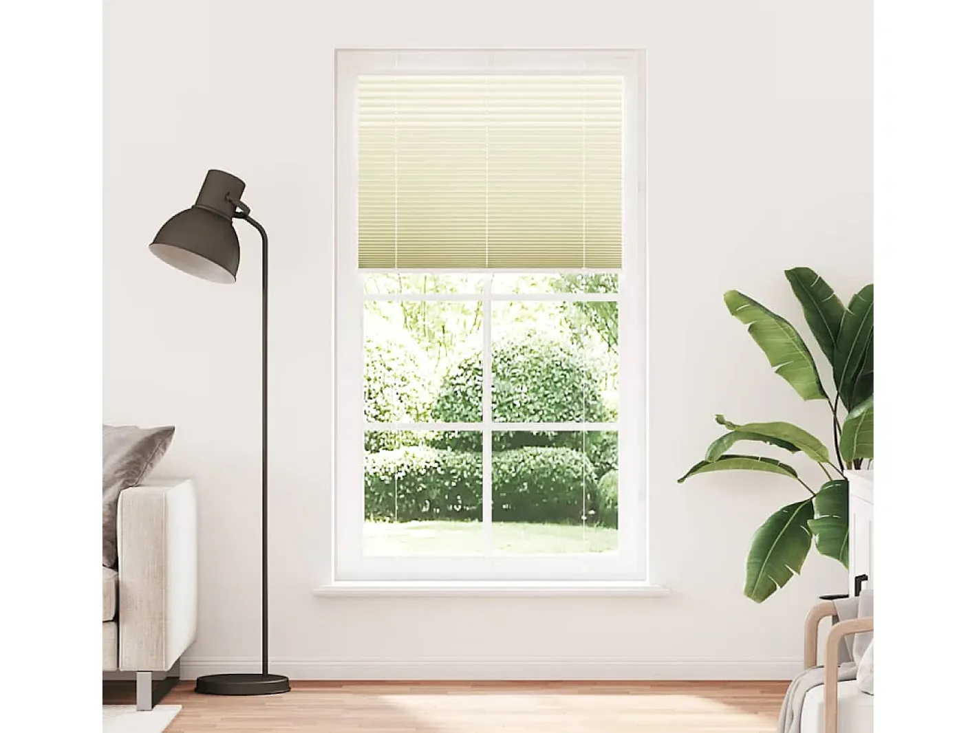 Estor plisado color 105x200cm ancho tela 104,4cm poliéster Crema New