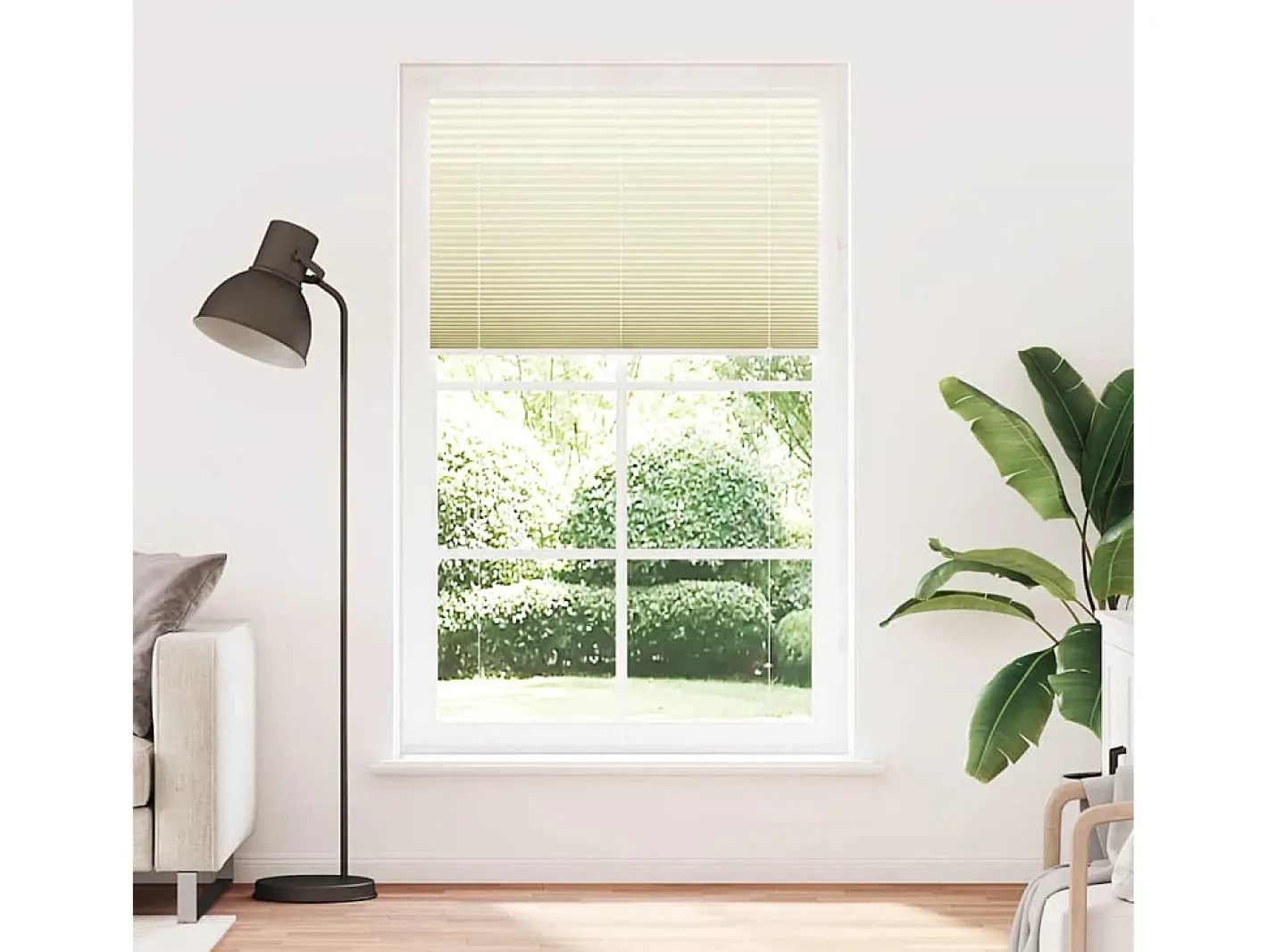 Outlet Estor plisado color 110x200cm ancho tela 109,4cm poliéster Crema