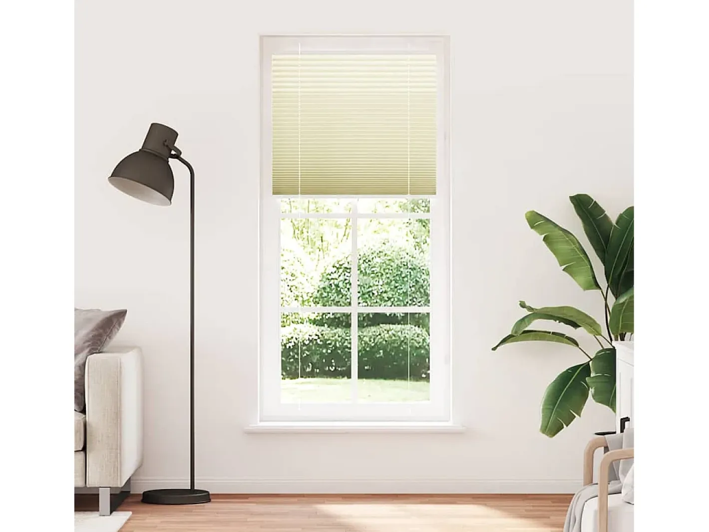 Ropa De Casa-Estor plisado color 95x200 cm ancho tela 94,4 cm poliéster Crema