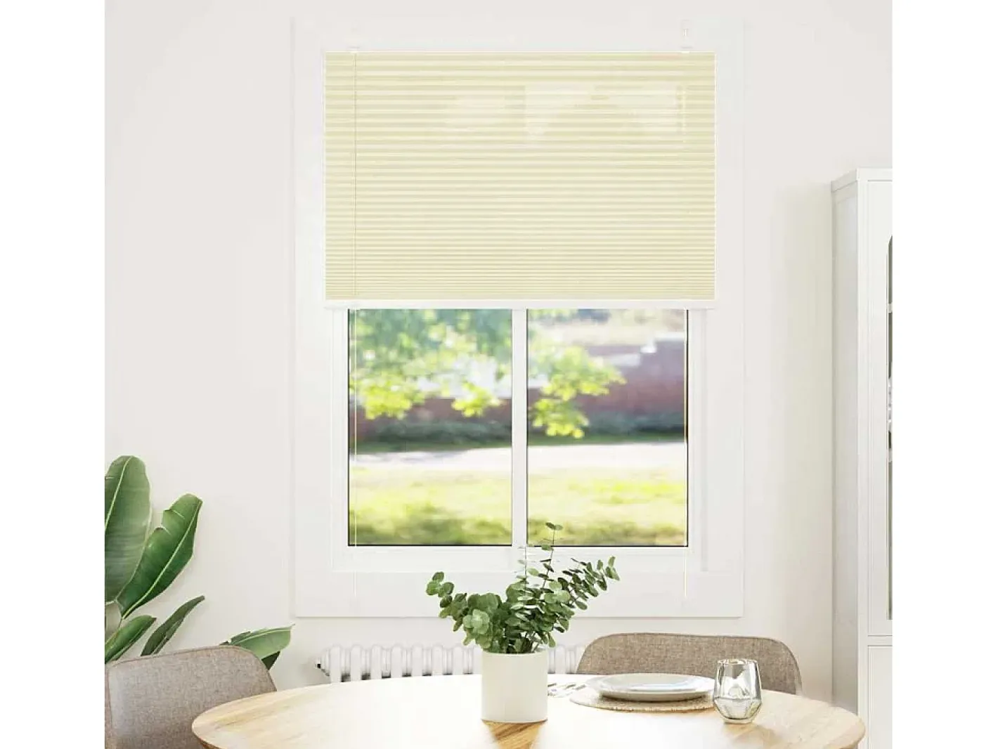 Estor plisado color 100x150 cm ancho tela 99,4cm poliéster Crema Hot