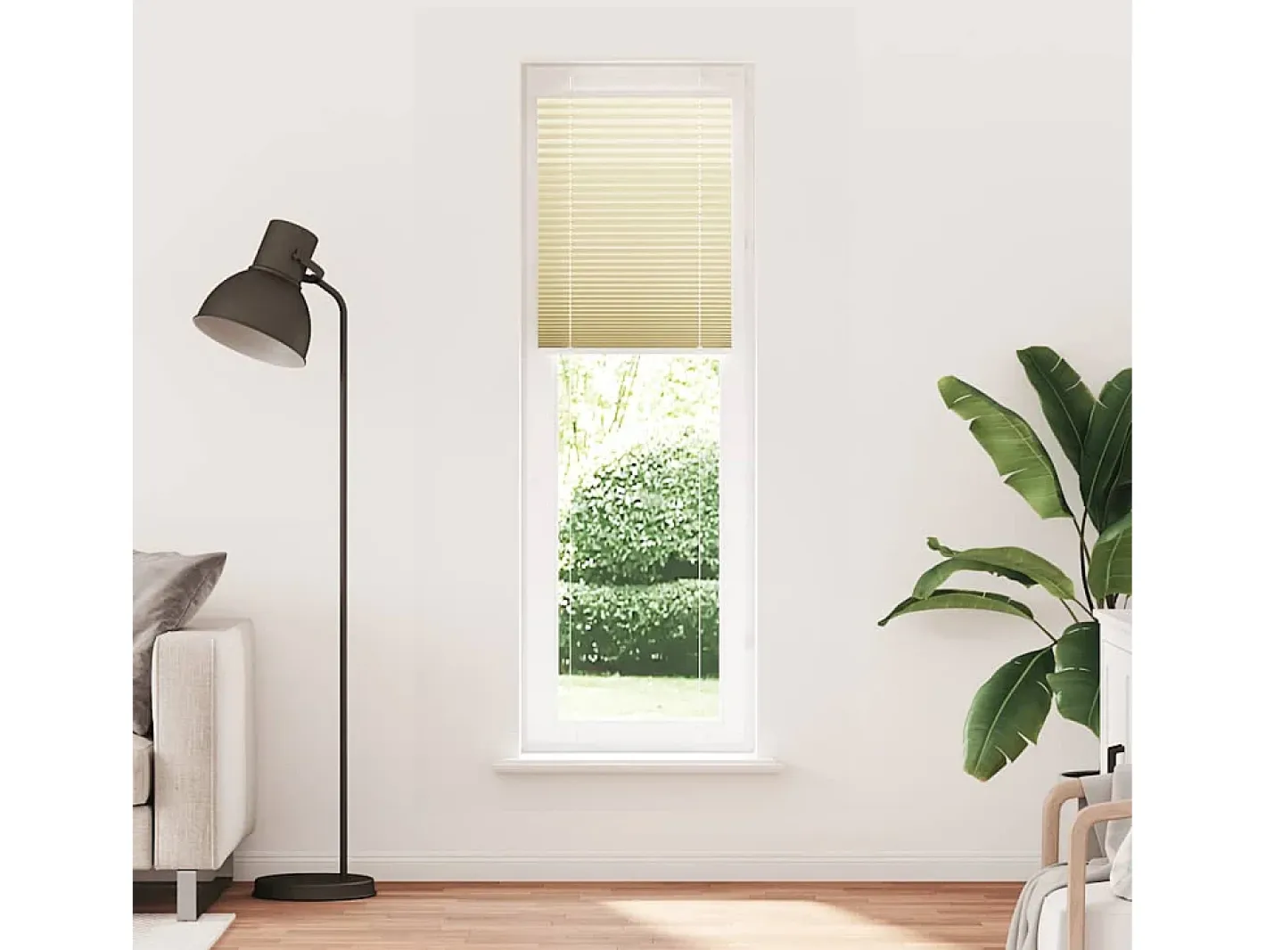 Estor plisado color 60x200 cm ancho tela 59,4 cm poliéster Crema Outlet