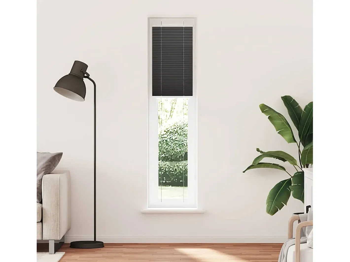 Estor plisado 40x200 cm ancho tela 39,4 cm poliéster Negro Best