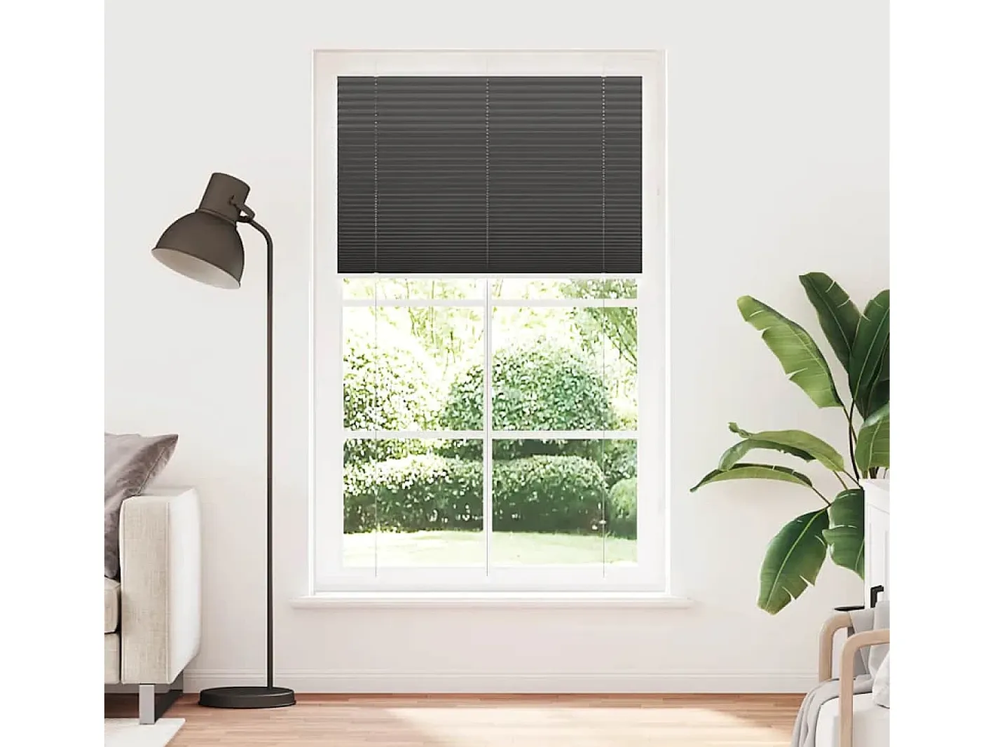 Estor plisado 115x200 cm ancho tela 114,4cm poliéster Negro Online