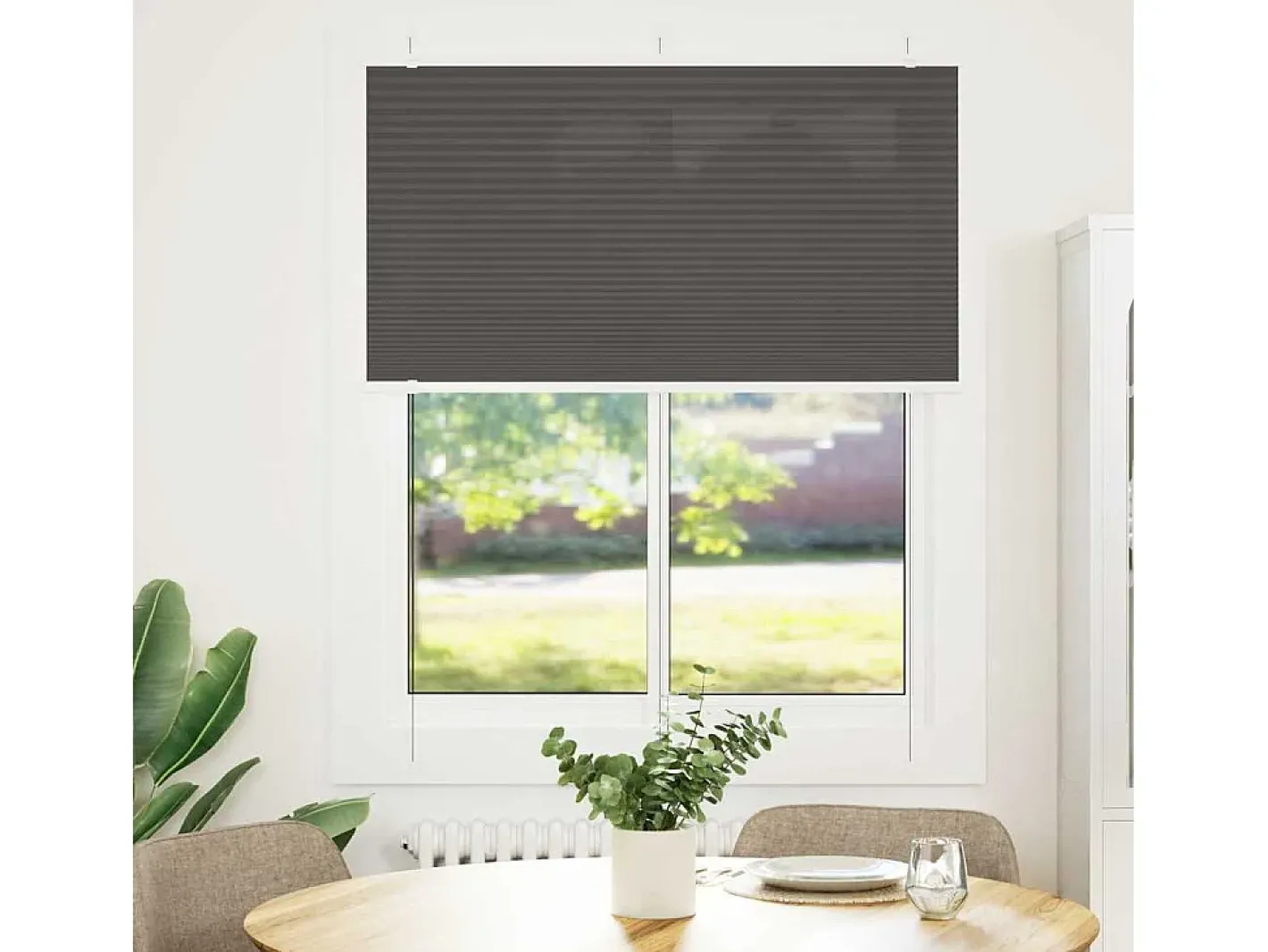 Ropa De Casa-Estor plisado 110x150 cm ancho tela 109,4 cm poliéster Negro