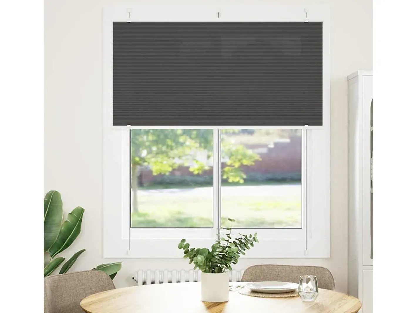Ropa De Casa-Estor plisado 115x150 cm ancho tela 114,4 cm poliéster Negro