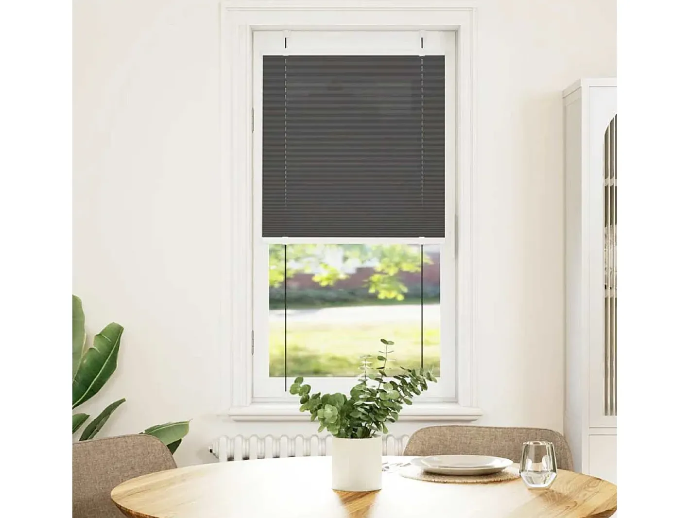 Estor plisado 55x100 cm ancho tela 54,4 cm poliéster Negro Sale