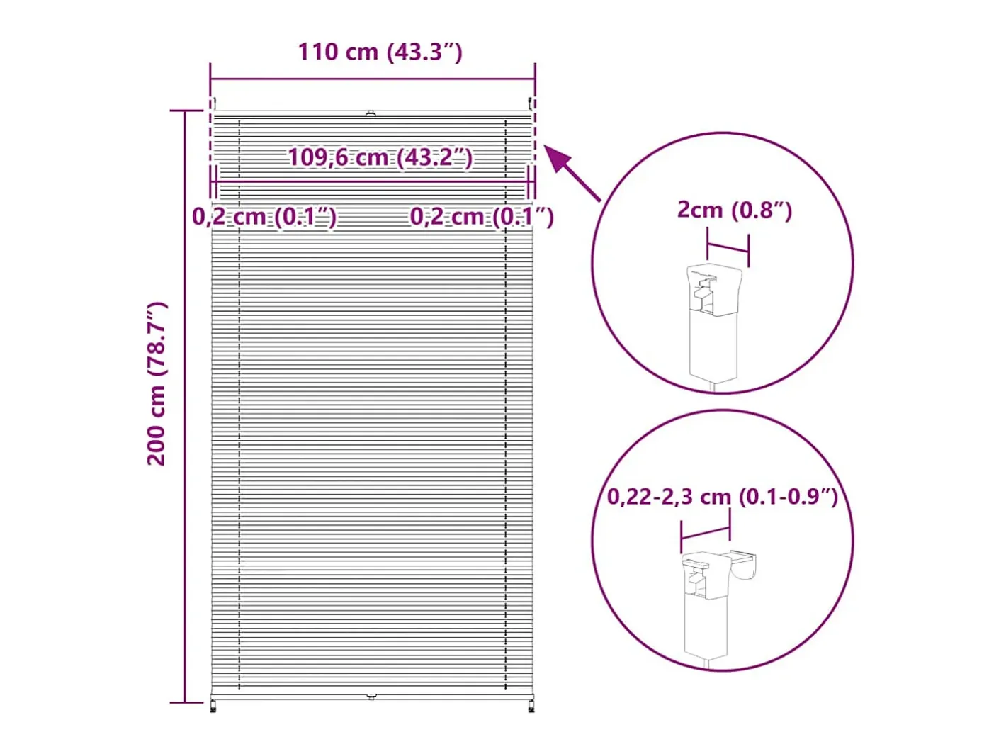 Sale Estor plisado 110x200 cm Blanco