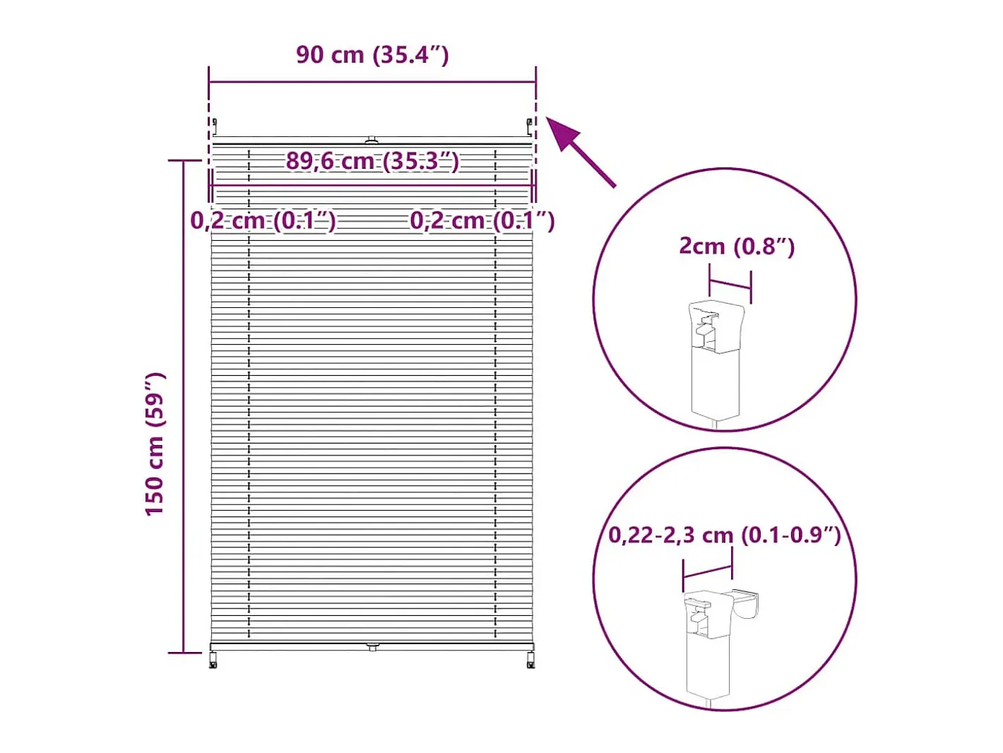 Sale Estor plisado 90x150 cm Blanco